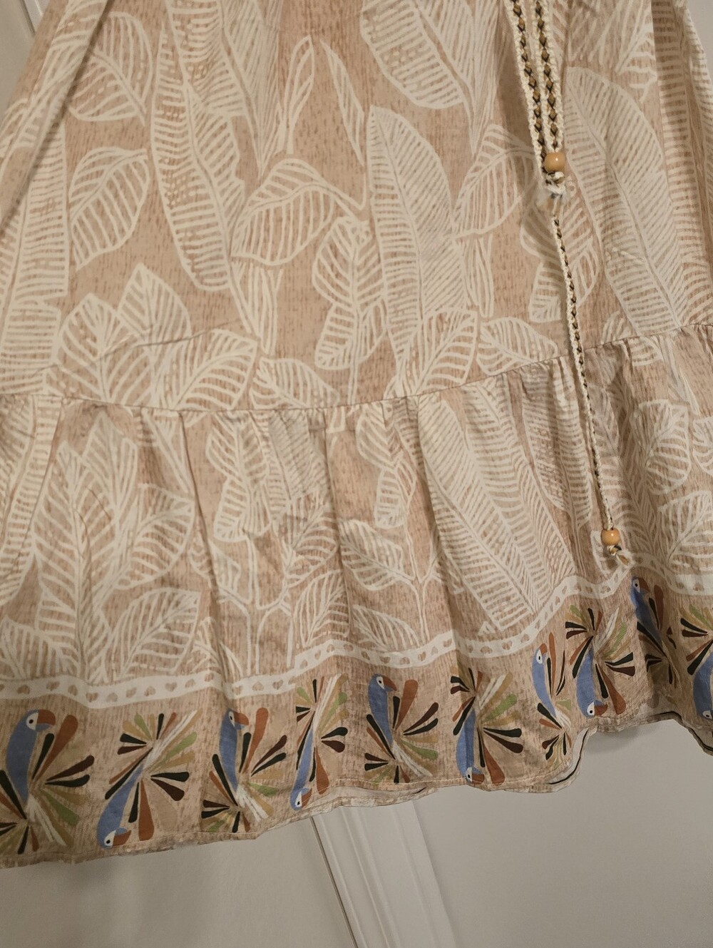 GIGIO Bohemian Cream Midi Dress with Flowered Hem Sz M - Picture 10 of 17